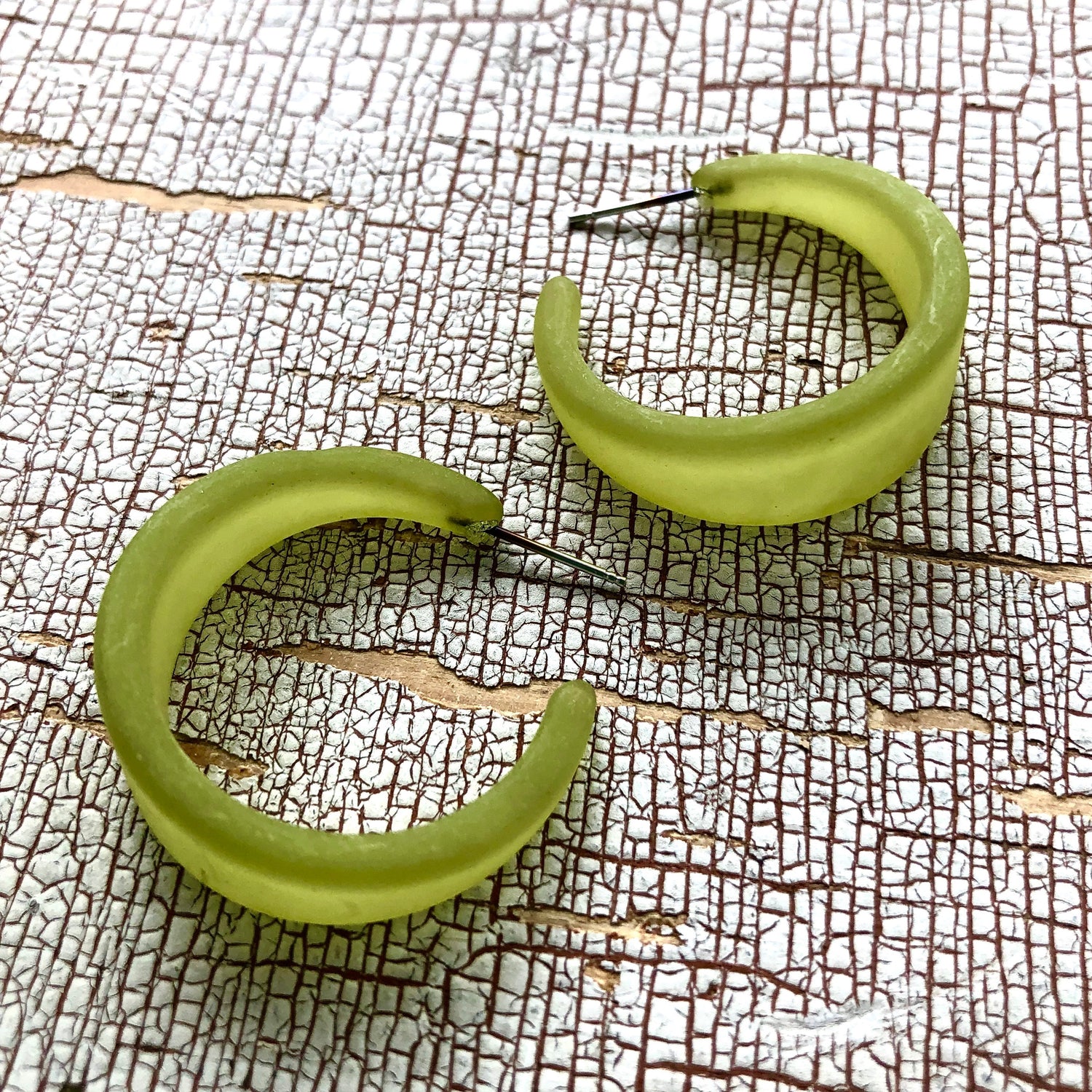 olive green lucite hoops