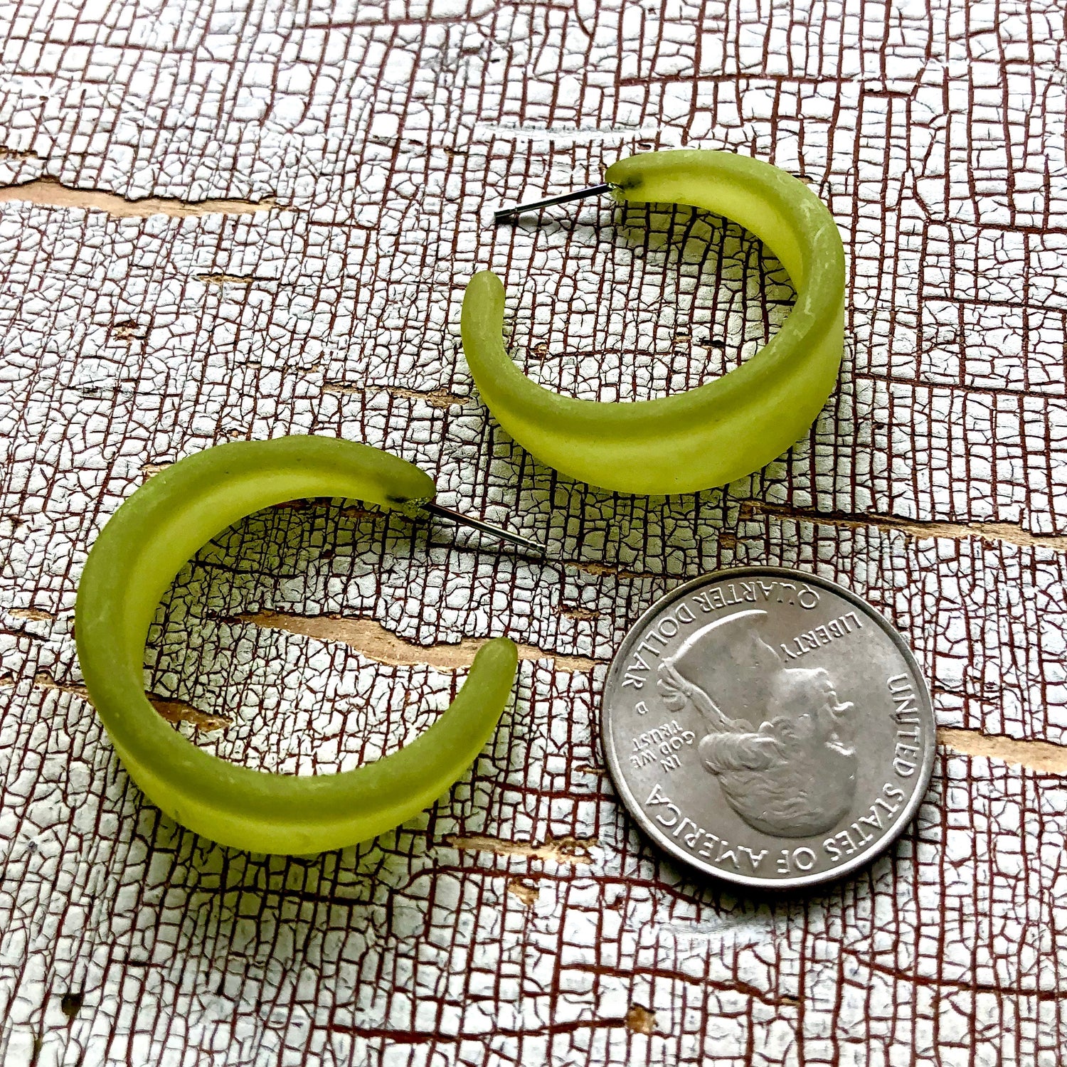 green acrylic hoops