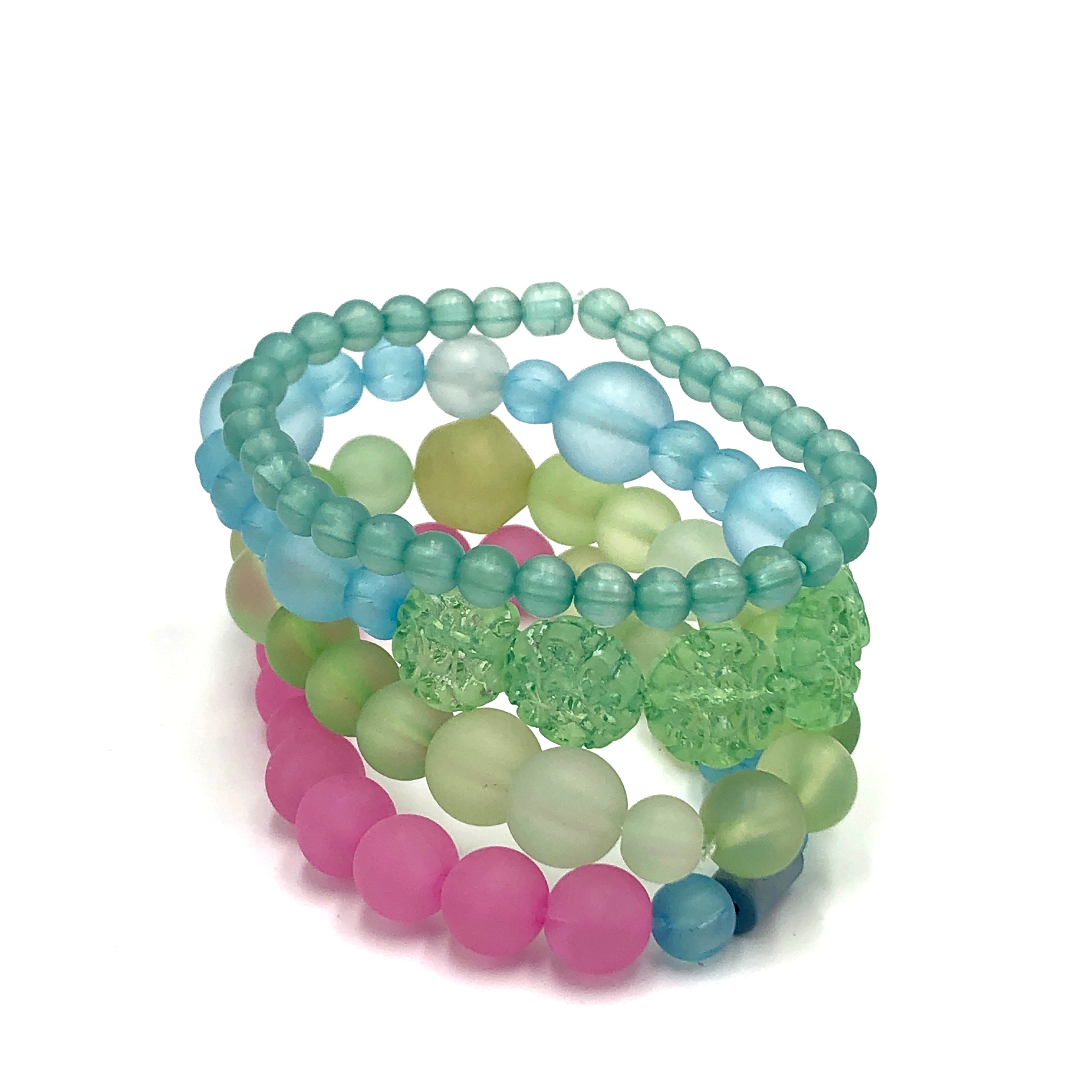 pink green bracelets