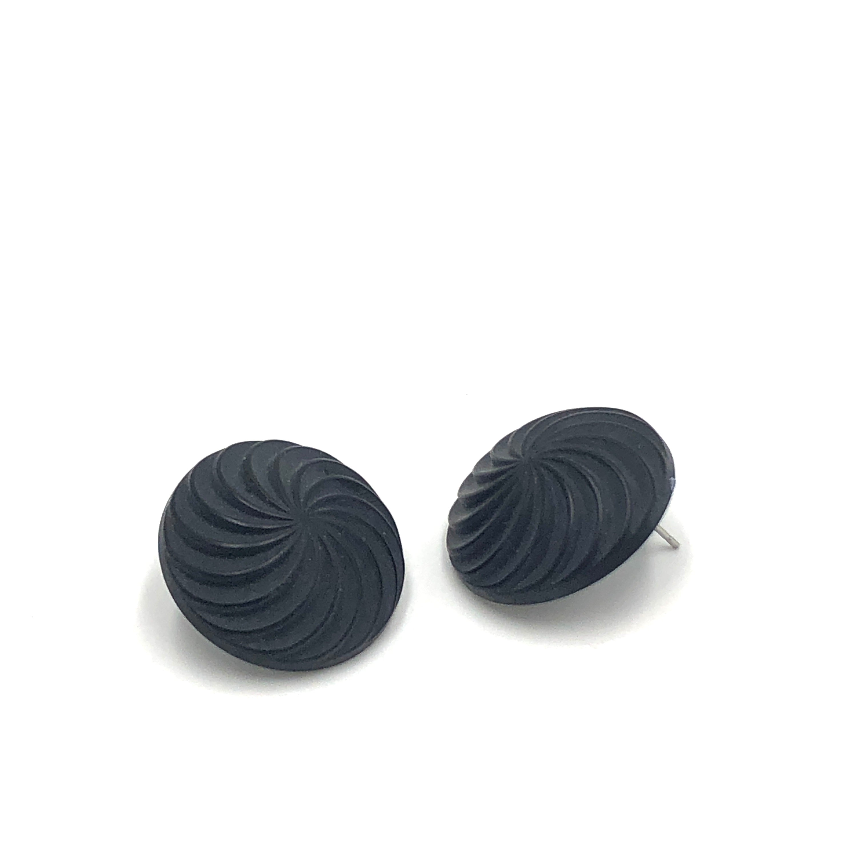 black matte button studs