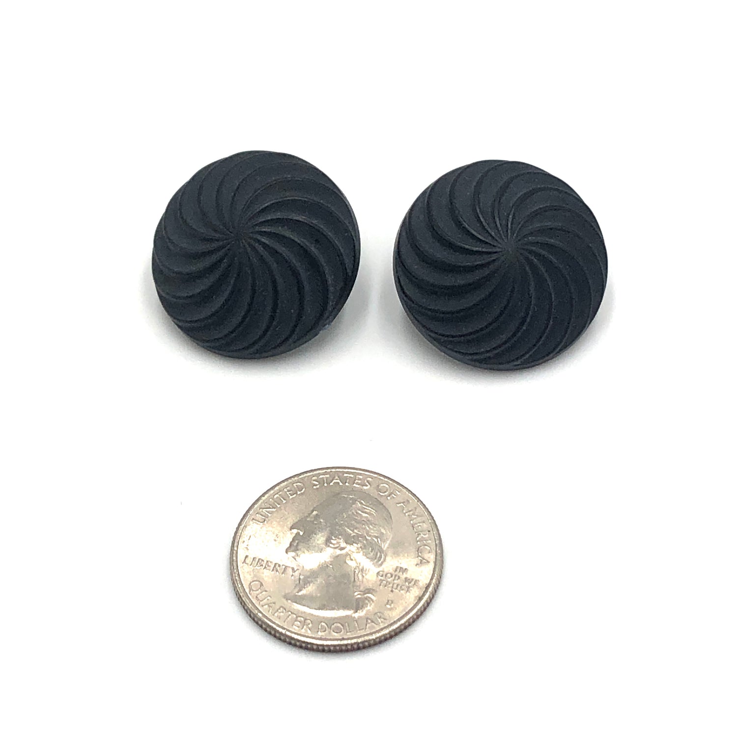 black spiral earrings