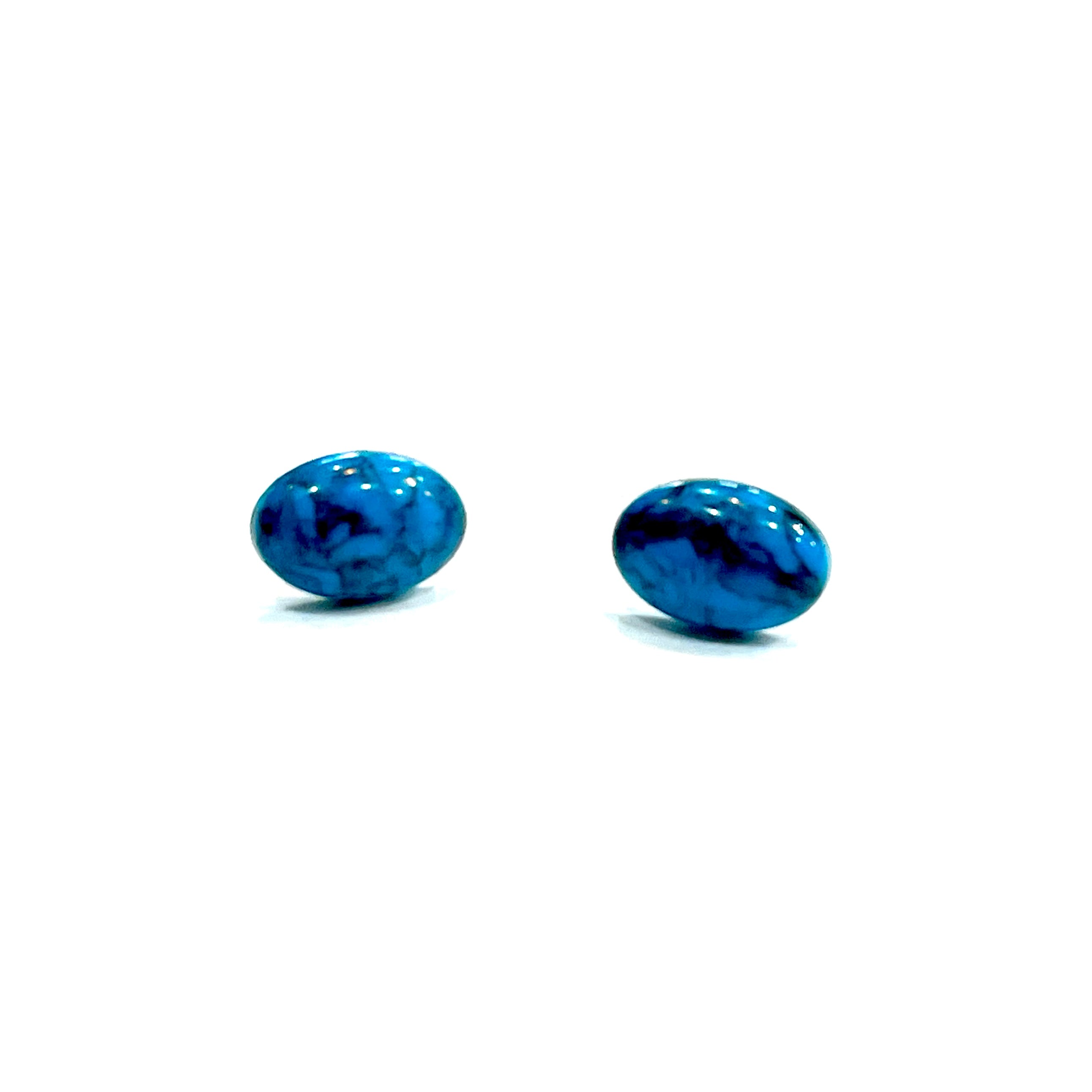 Turquoise Matrix Oval Resin Stud Earrings