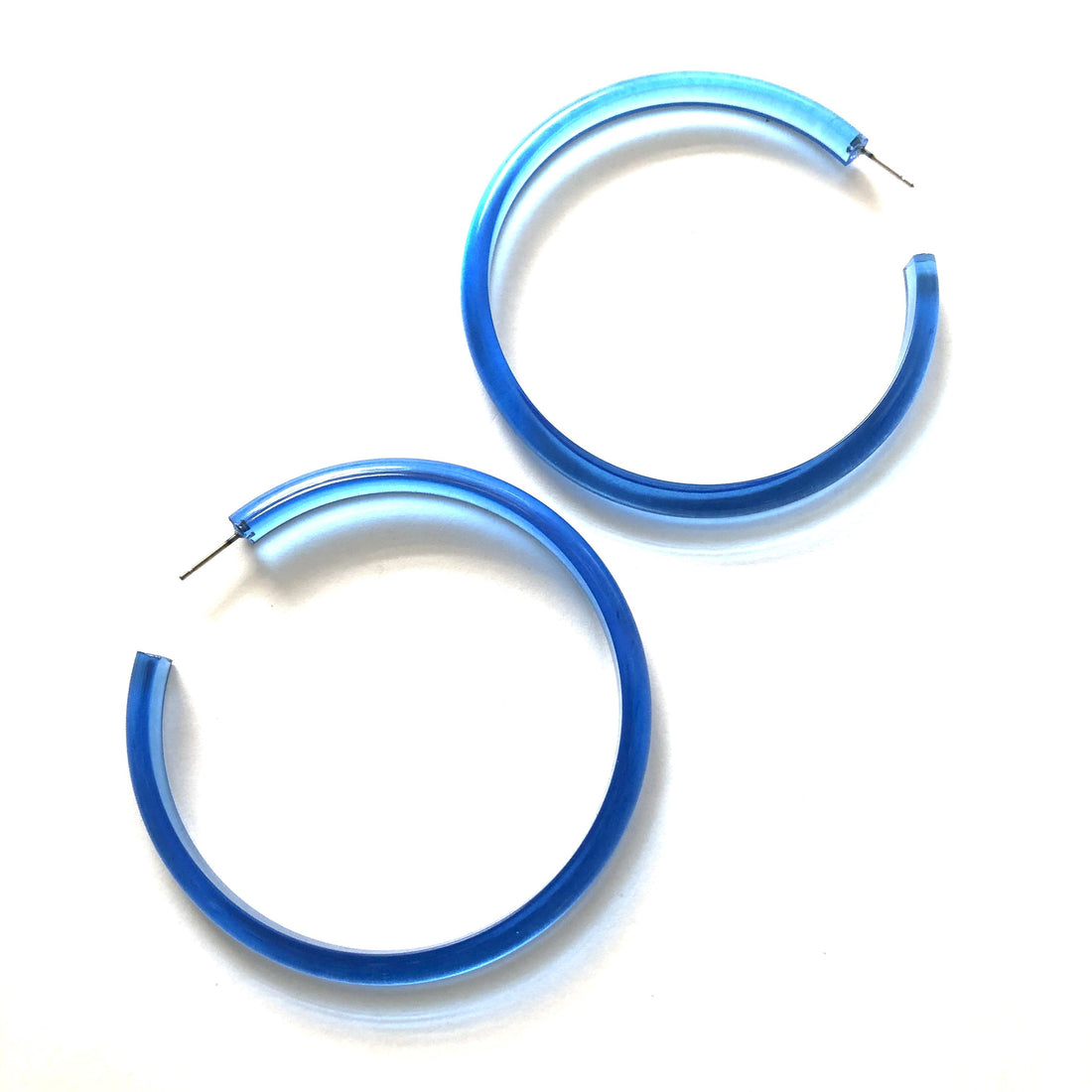bright blue huge hoop earrings