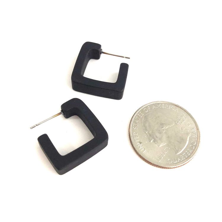 frosted black square earrings