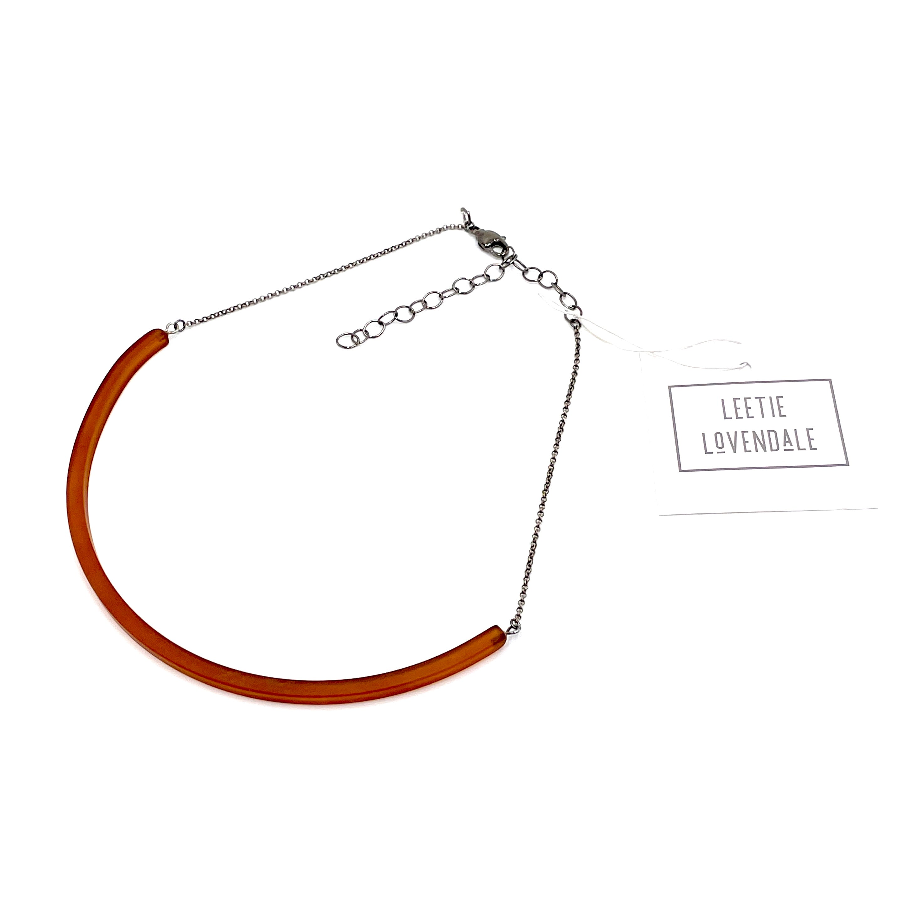Brown Lucite Bar Necklace