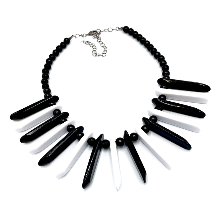 black white beaded necklace