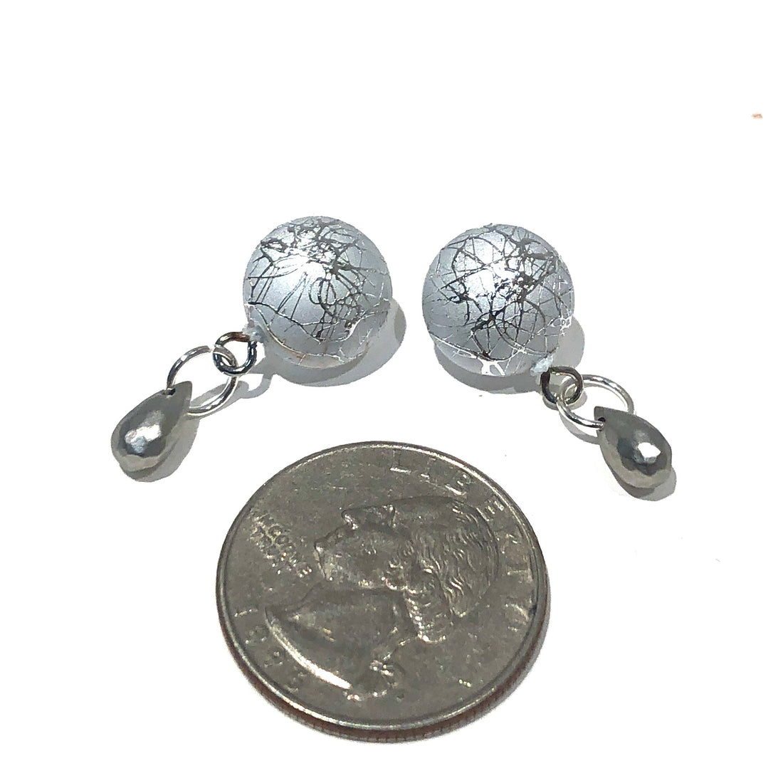 Silver Spattered Button Brio Earrings - Silver *