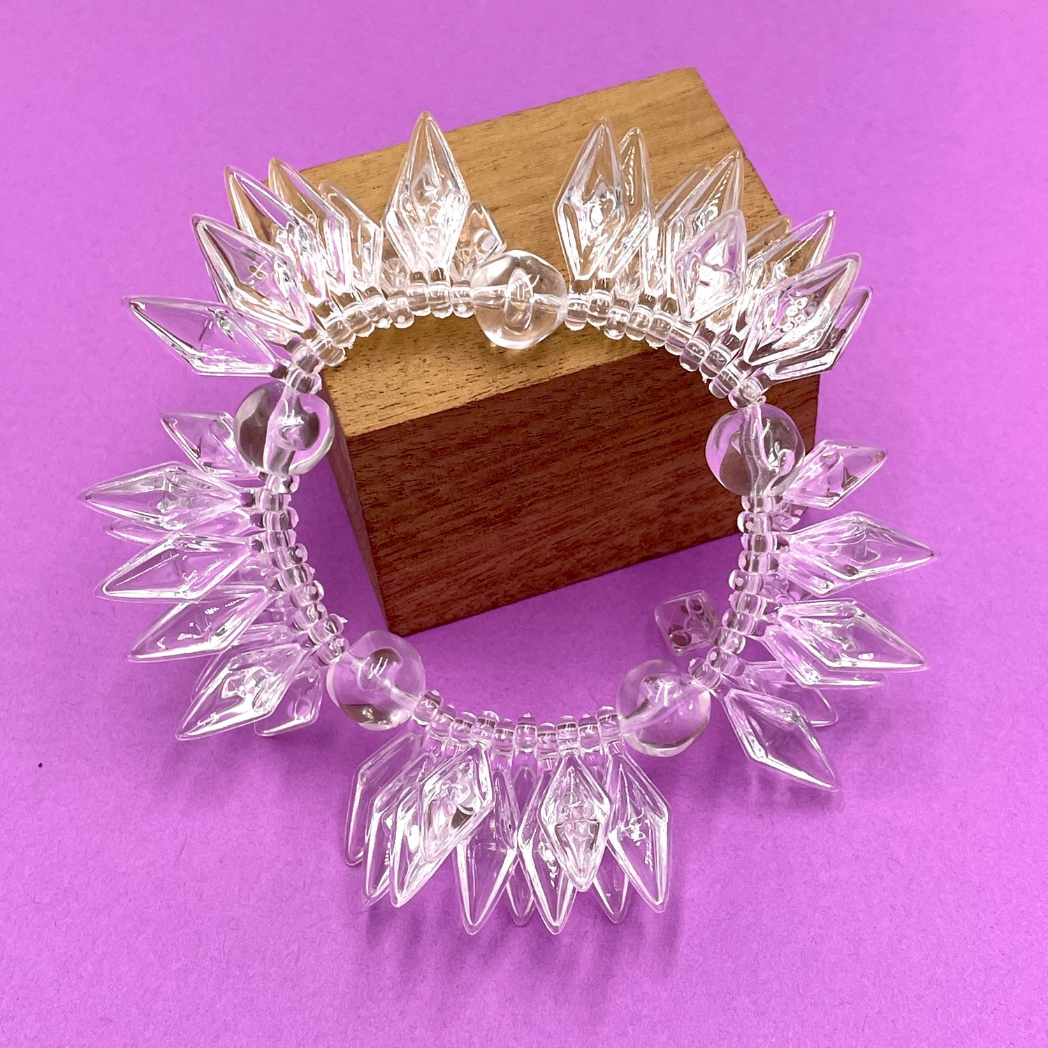 Clear Spiked Cha Cha Stretch Bracelet