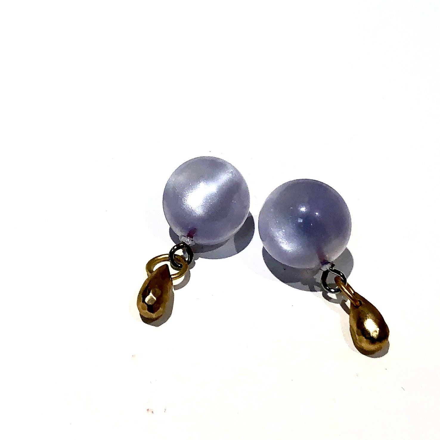 Lavender Moonglow Button Brio Earrings - Gold *