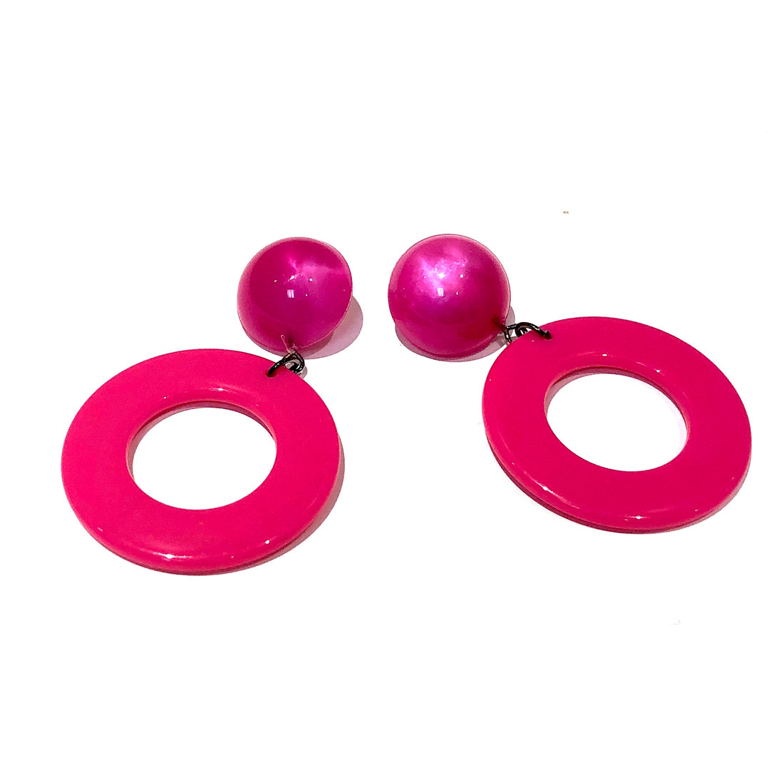 Fuchsia Candy Donut Drop Earrings