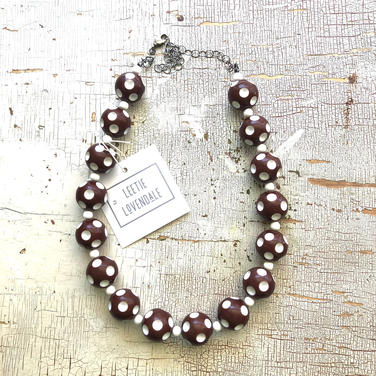 Brown Polka Dot Heirloom Marco Necklace