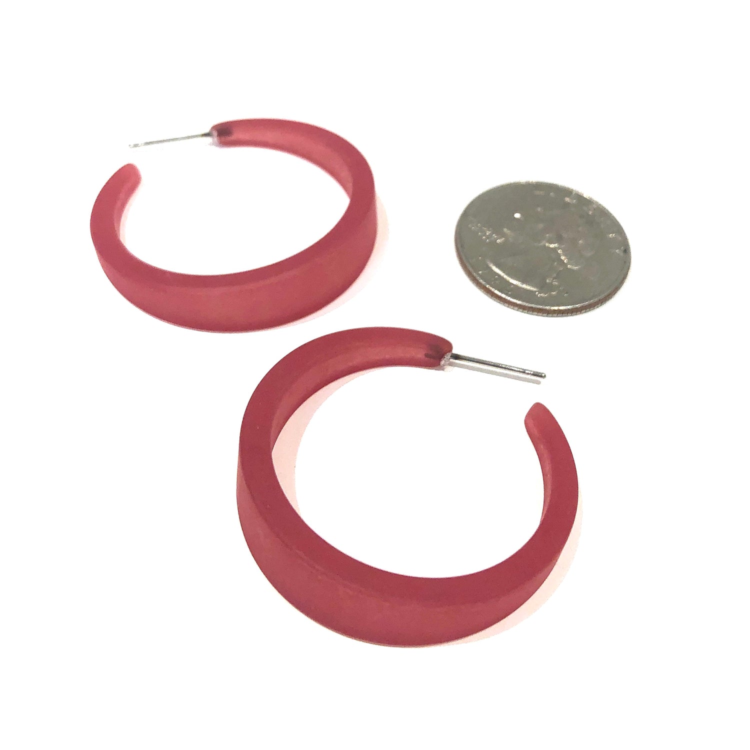Cranberry Frosted Keira Hoop Earrings