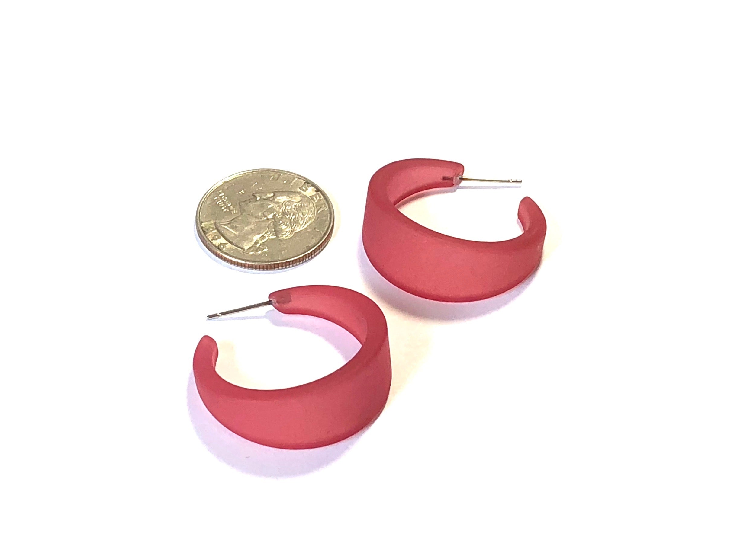 cranberry hoop earrings frosted