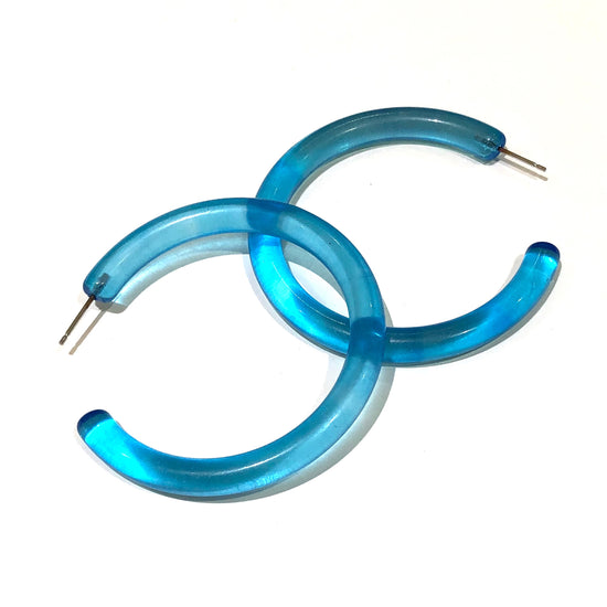 Aqua Blue XL Jelly Hoop Earrings - 2"