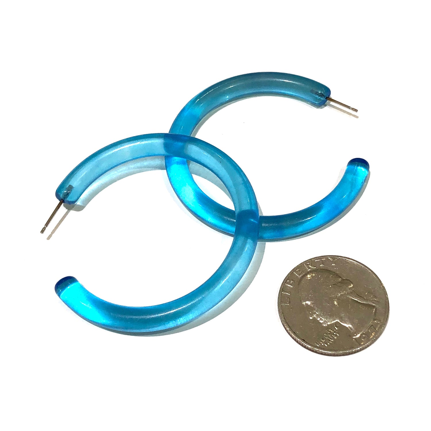 Aqua Blue XL Jelly Hoop Earrings - 2&quot;