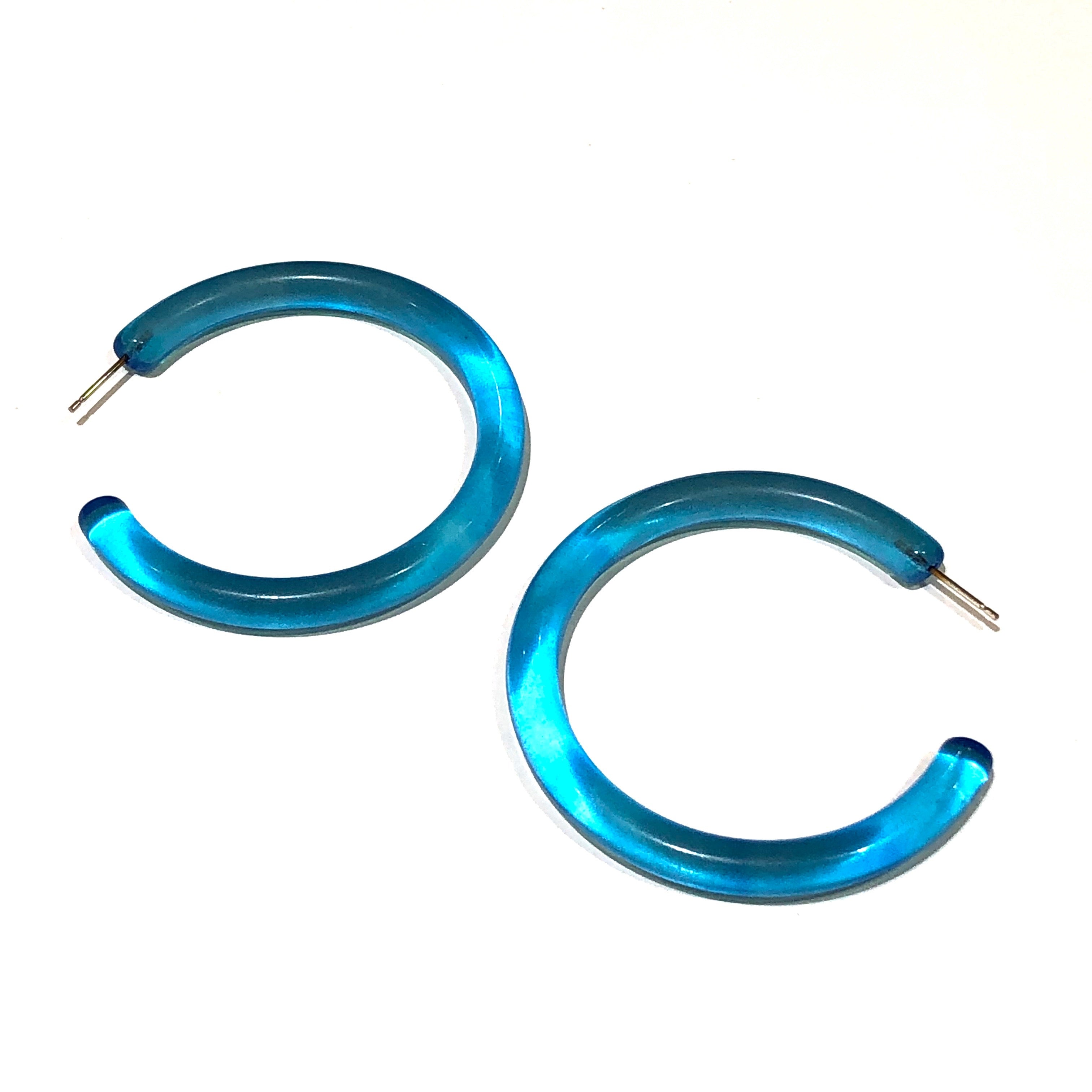 Aqua Blue XL Jelly Hoop Earrings - 2&quot;