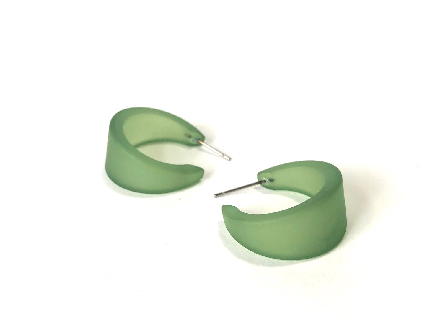 frosted green lucite hoops