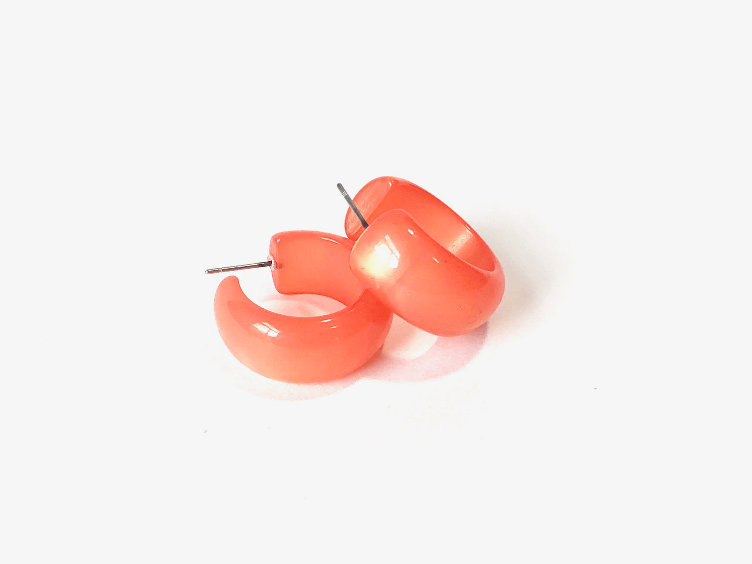 moonglow lucite hoops peach