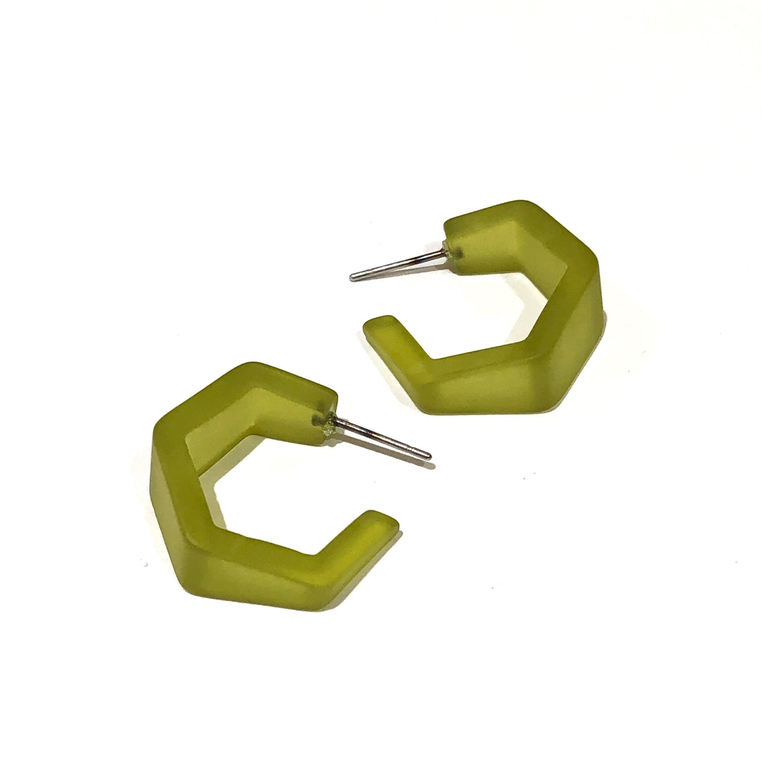 olive geometric earrings