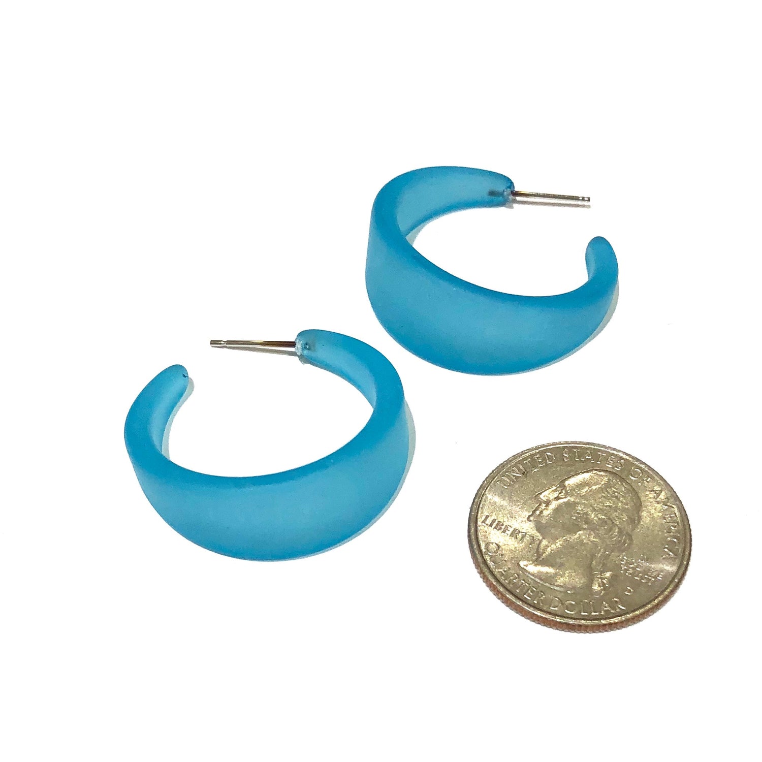 aqua blue acrylic hoops