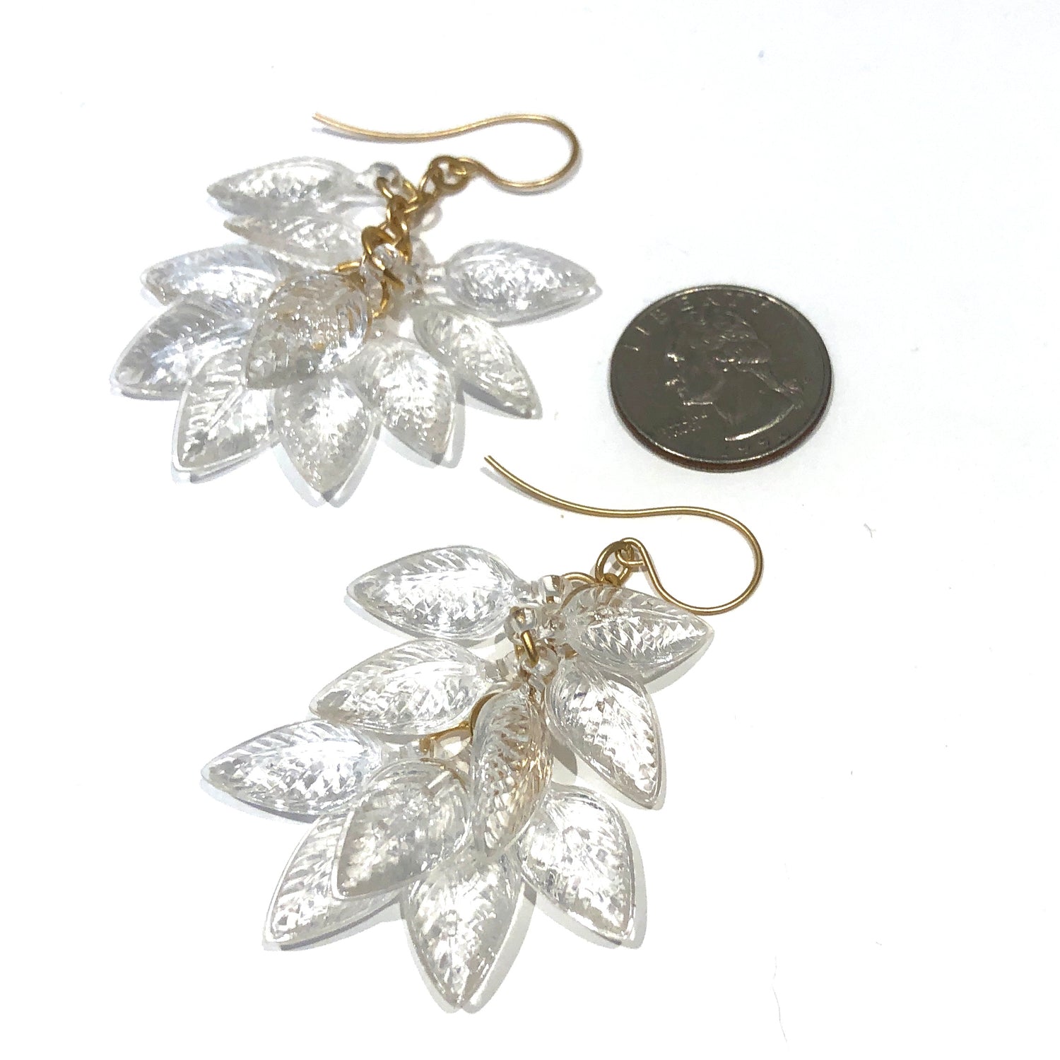 Crystal Leaf Cluster Drop Earrings