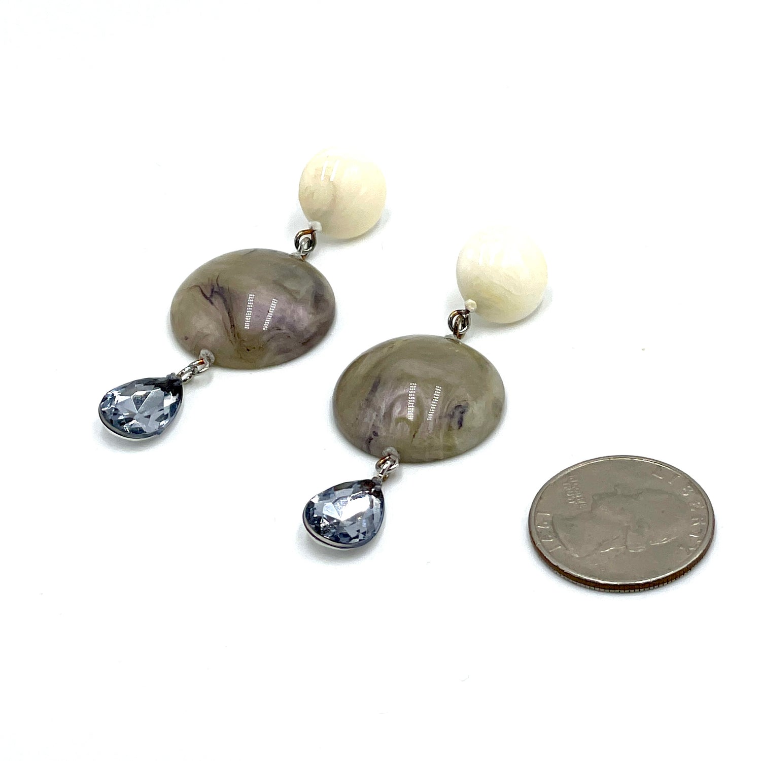 Marbled Labradorite &amp; Light Sapphire Trinket Earrings