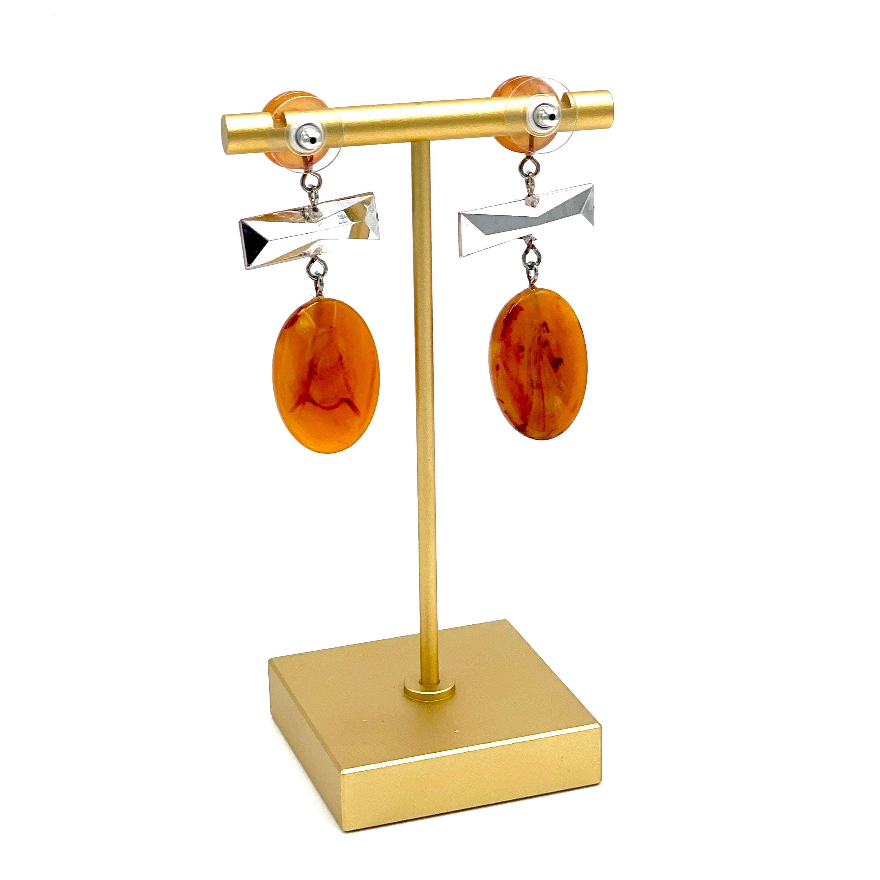 Marbled Apricot and Faceted Tangerine Trinket Earrings
