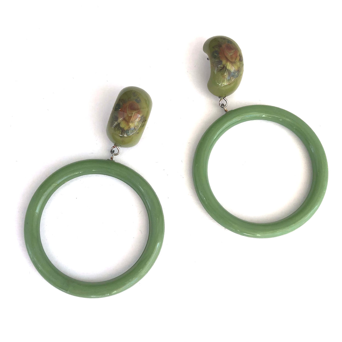 Olive &amp; Sage Flower Garden Donut Drop Earrings