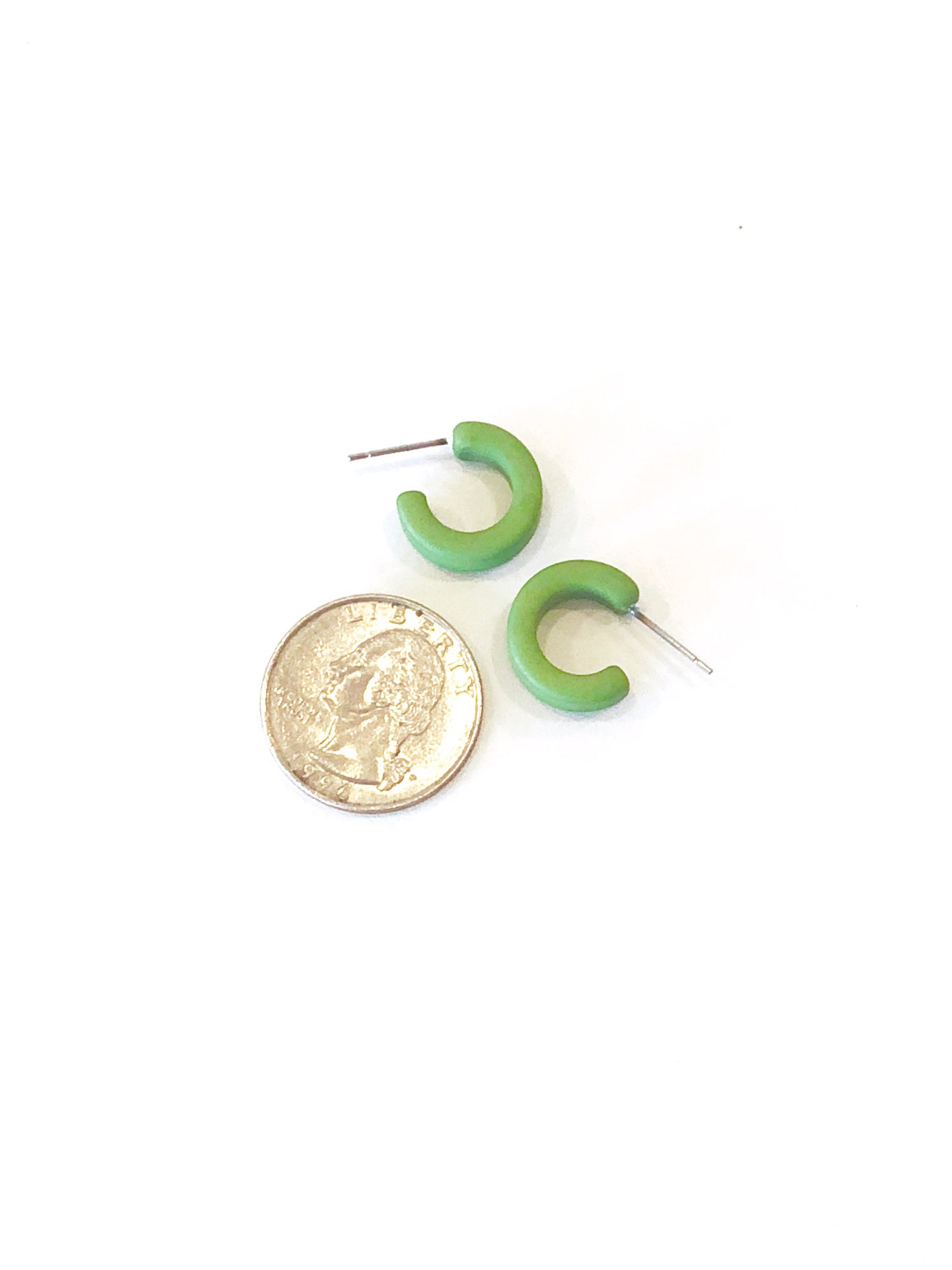 tiny green earrings