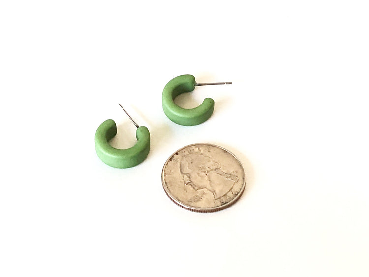 small green hoop earrings