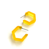 yellow hex hoop earrings