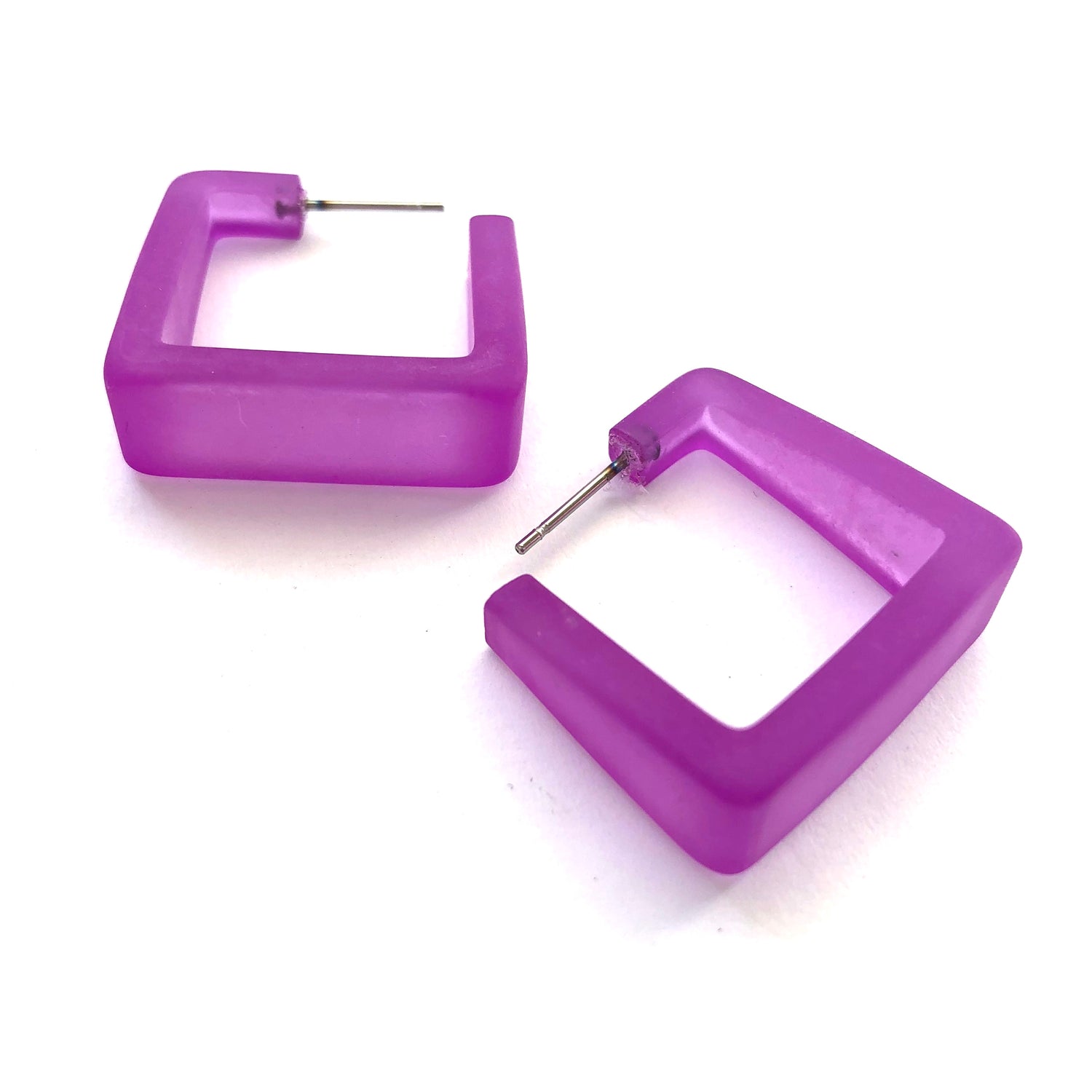 violet frosted hoop earrings
