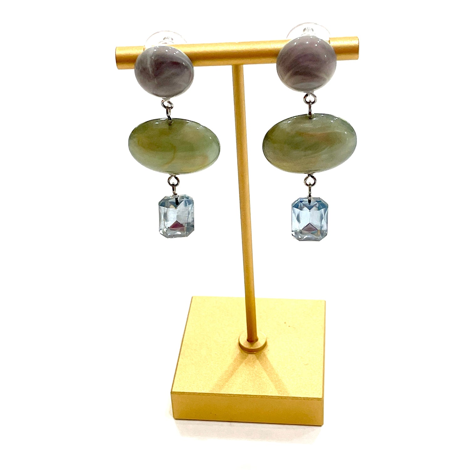 Pearl light sapphire &amp; Marbled Grey Trinket Earrings