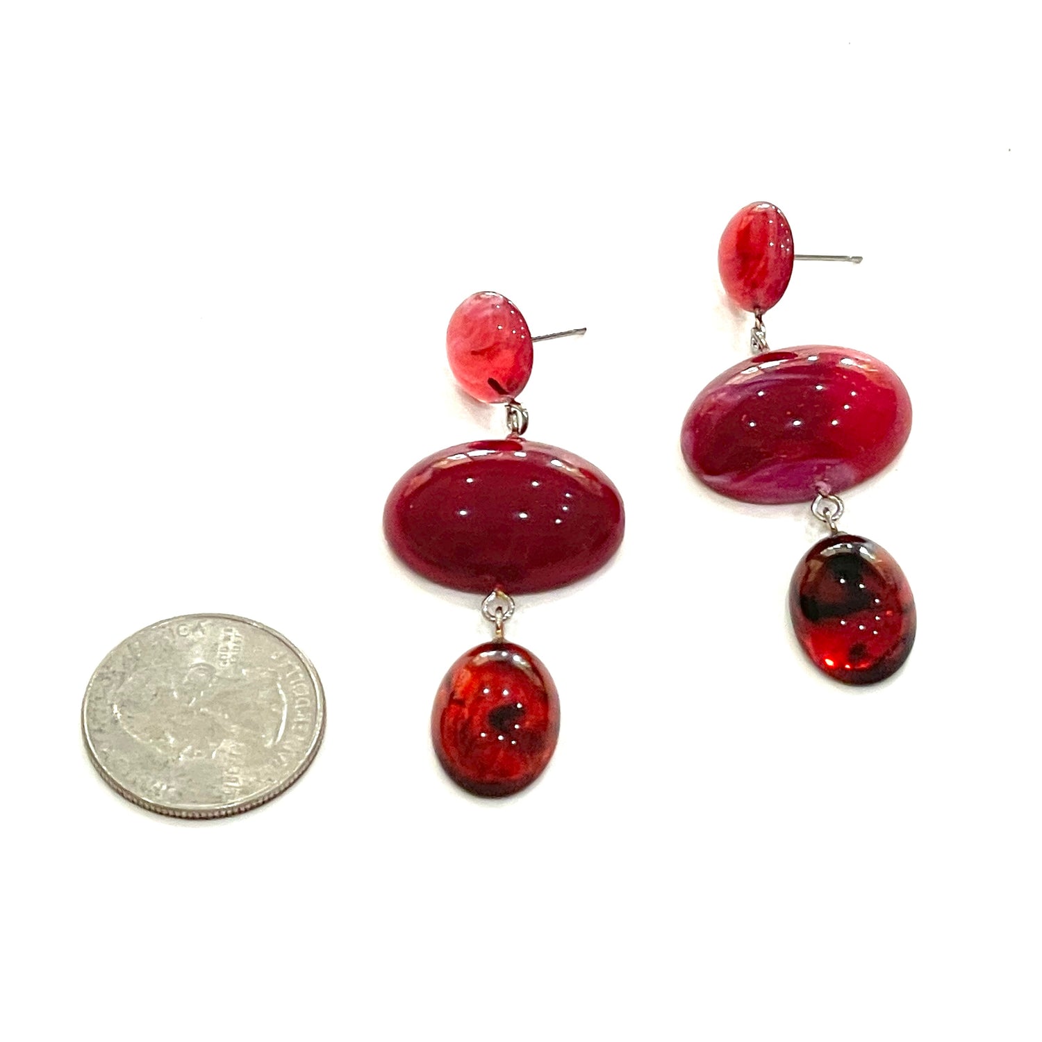 Red Lucite Earrings