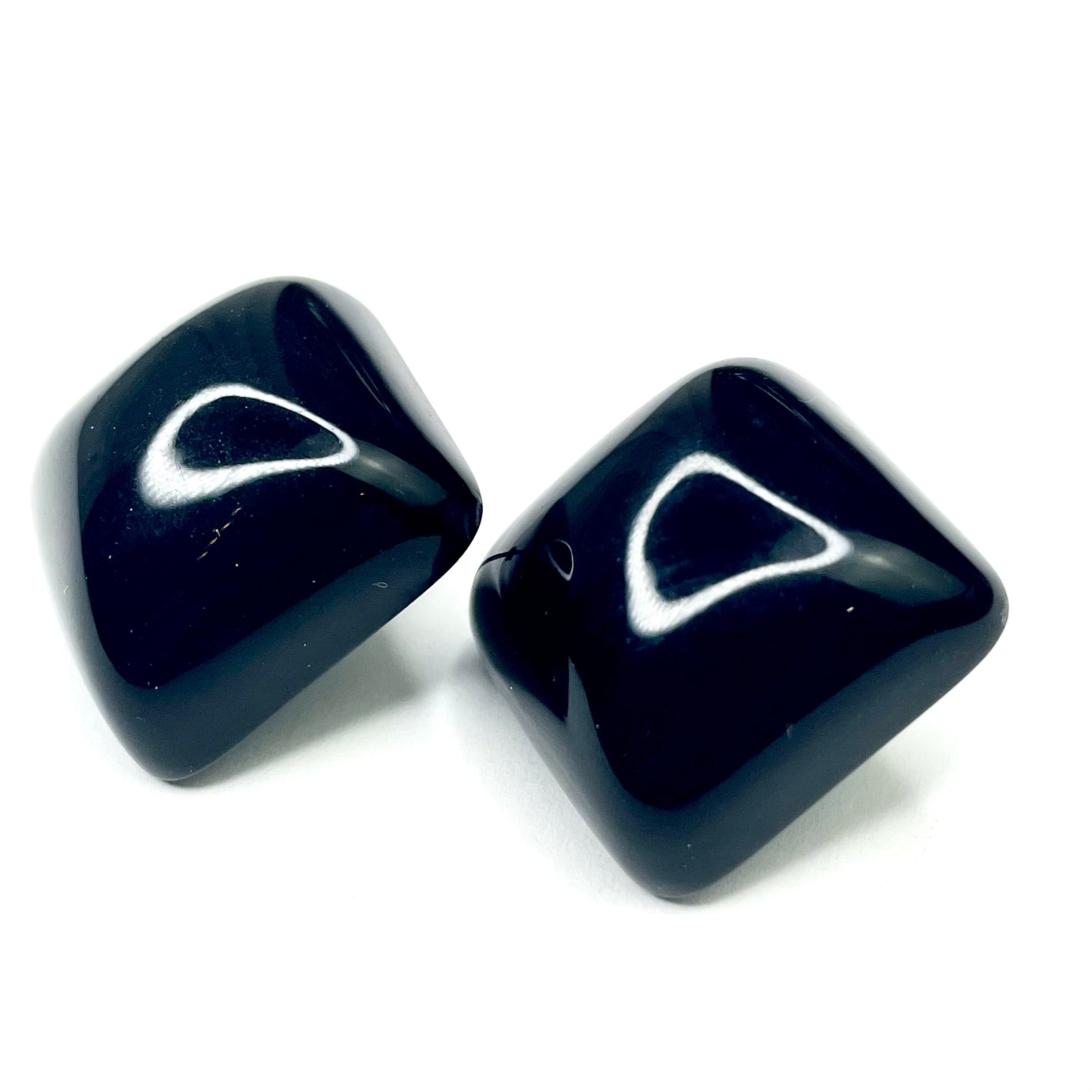 Black Deco Chunky Square Stud Earrings