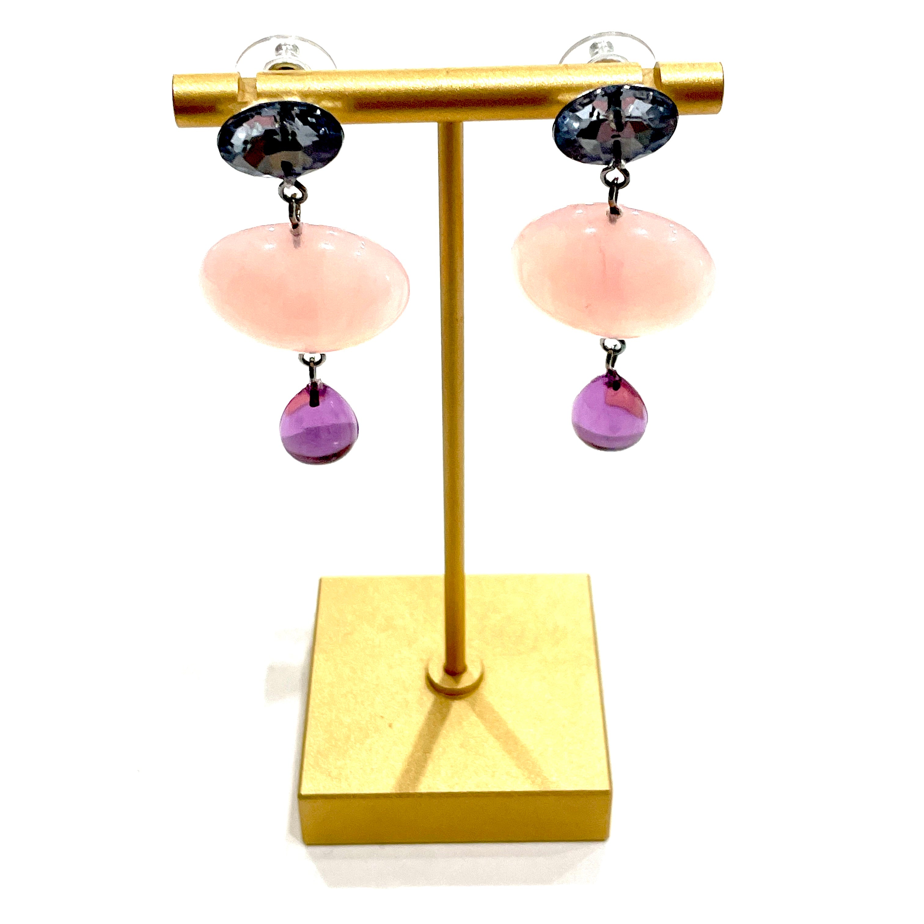 Rose Amethyst &amp; light sapphire Trinket Earrings