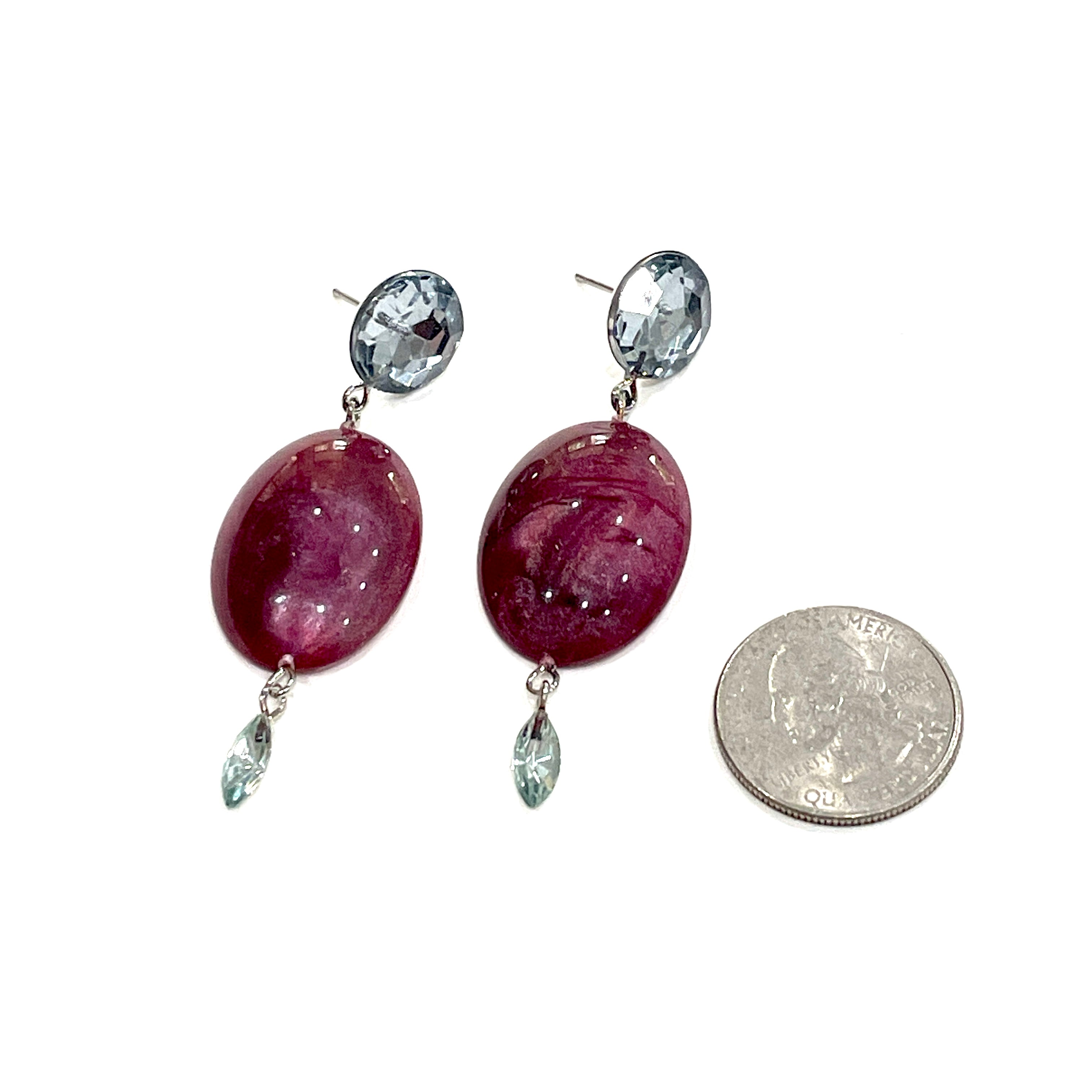 Light Sapphire and Crimson Swirl Trinket Earrings