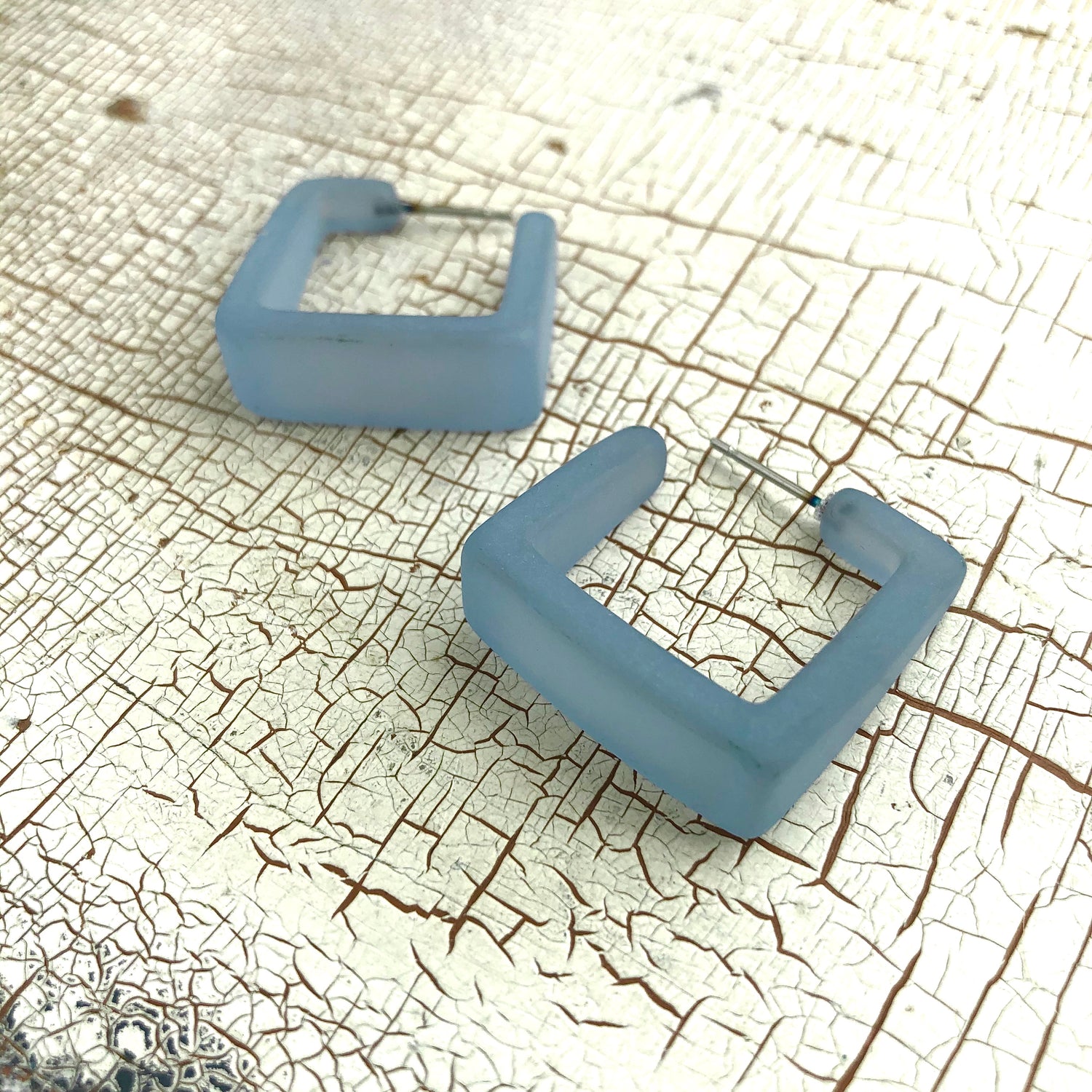 teal blue square hoops