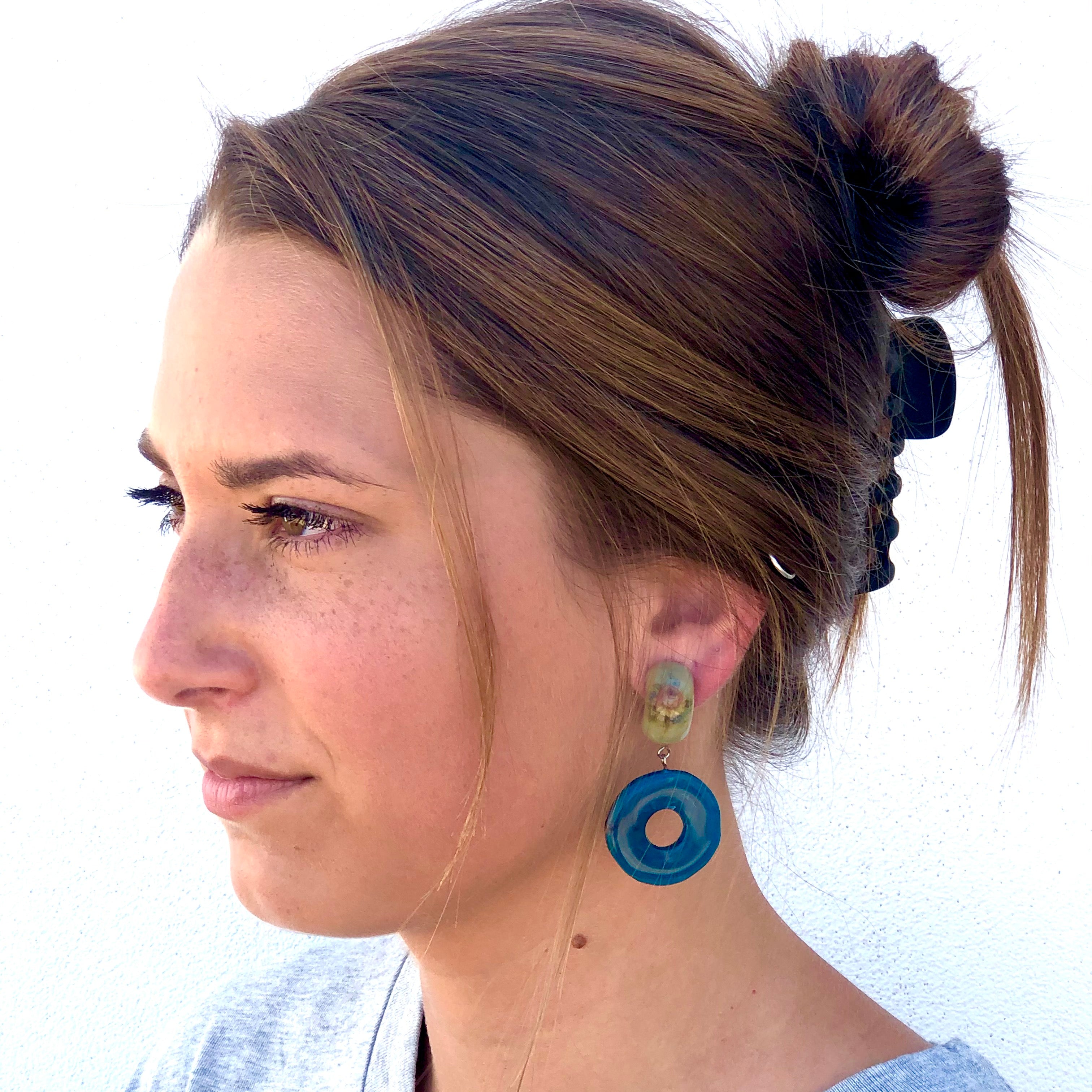 grey teal earrings