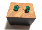 emerald button earrings