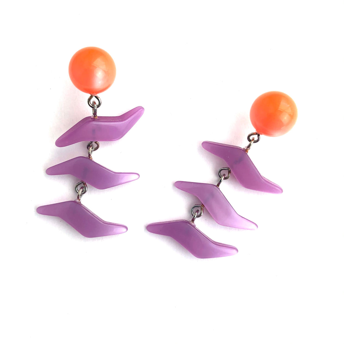 Melon &amp; Lilac ZigZag Moonglow Statement Earrings *
