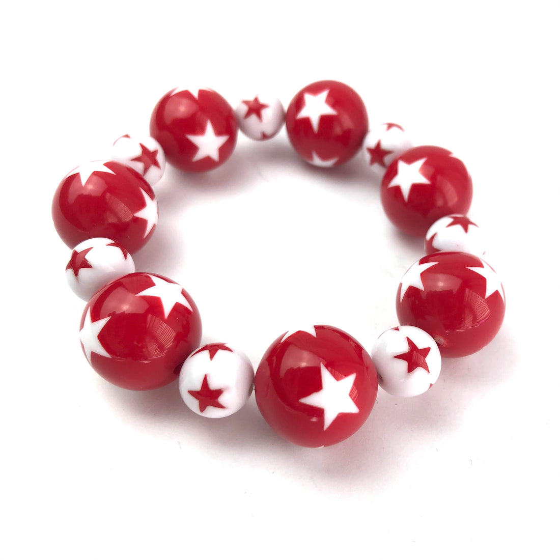 Red &amp; White Star Statement Stack Bracelet