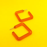 bright orange square earrings