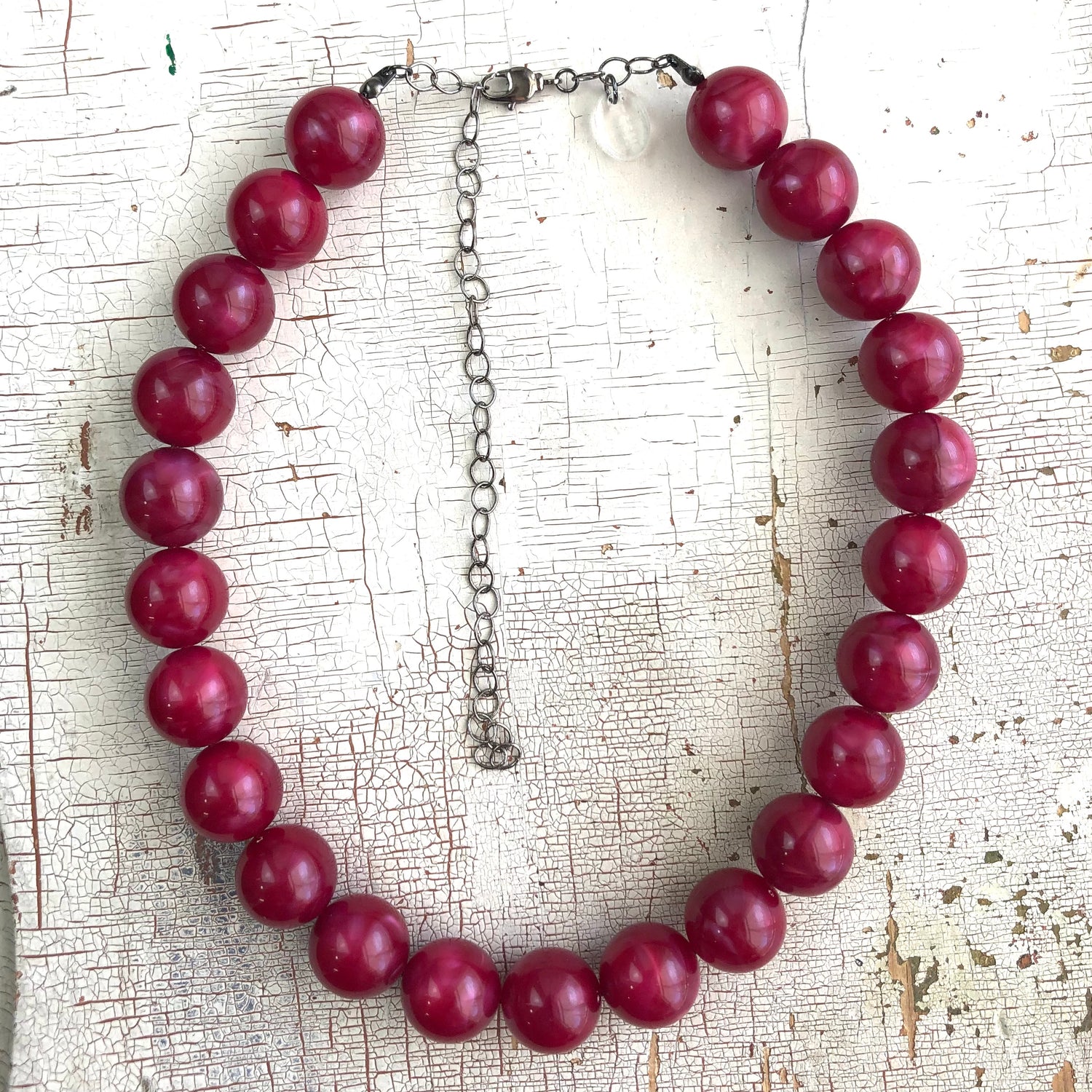 cranberry lucite necklace