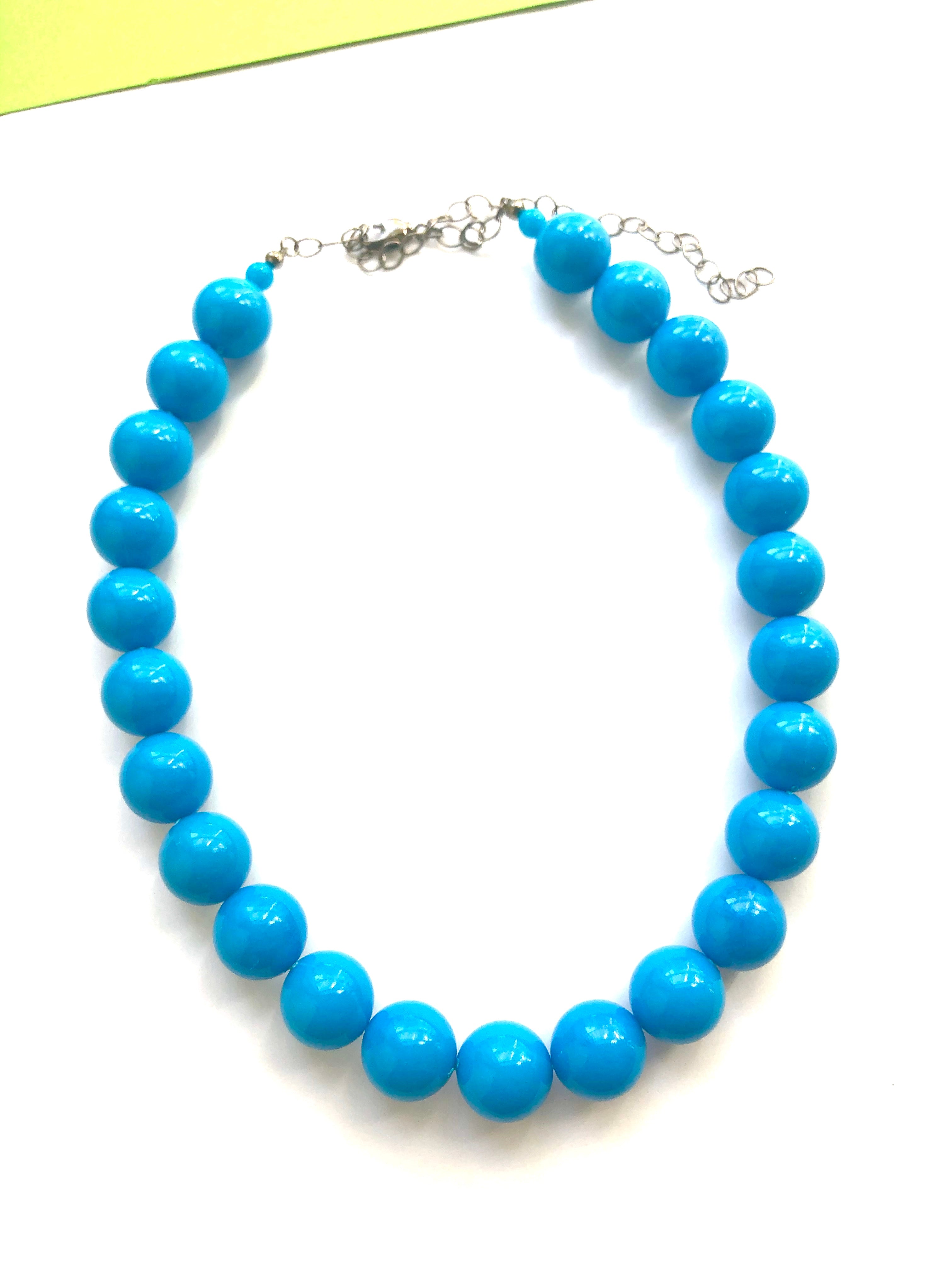 bright blue beaded necklace