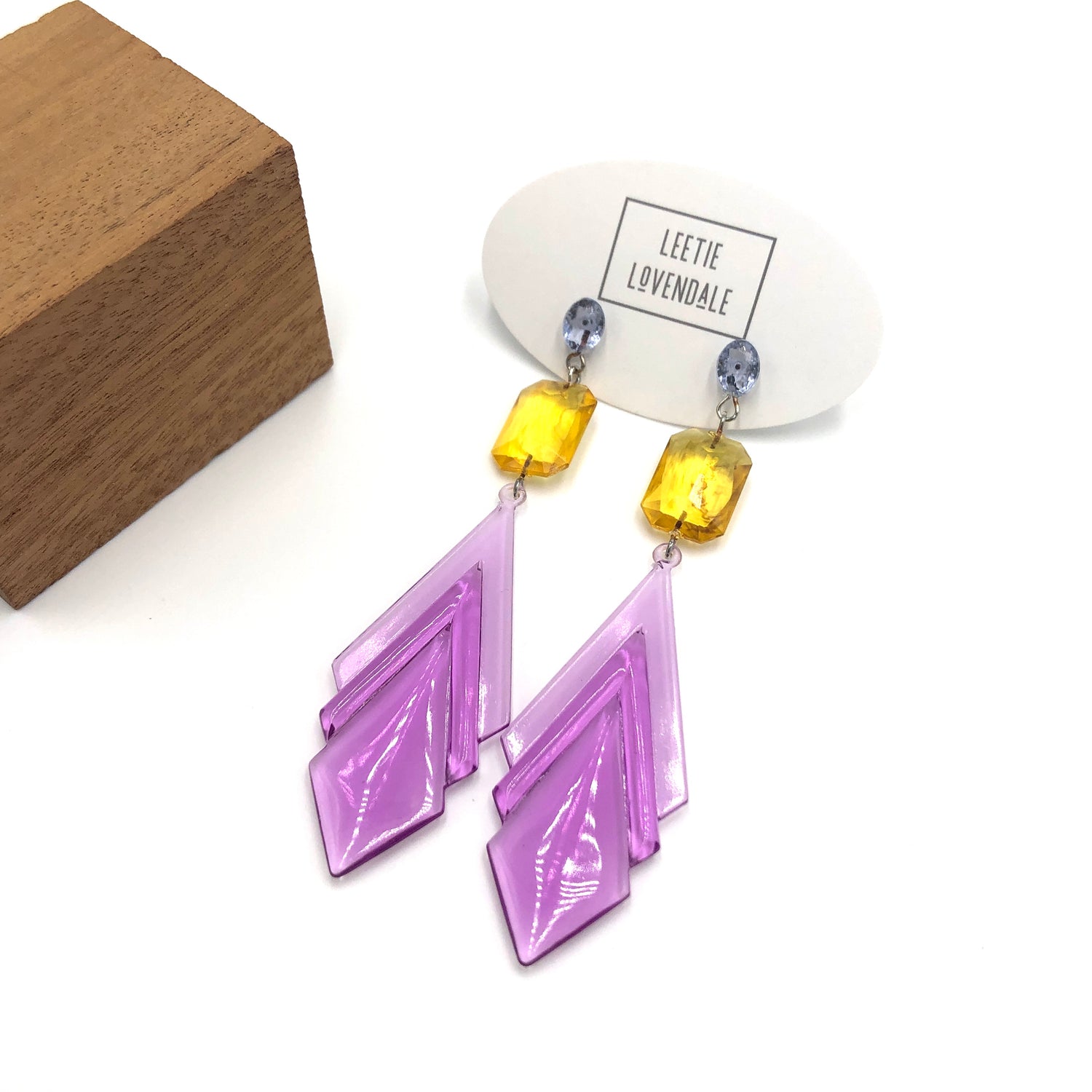 purple amber blue earrings