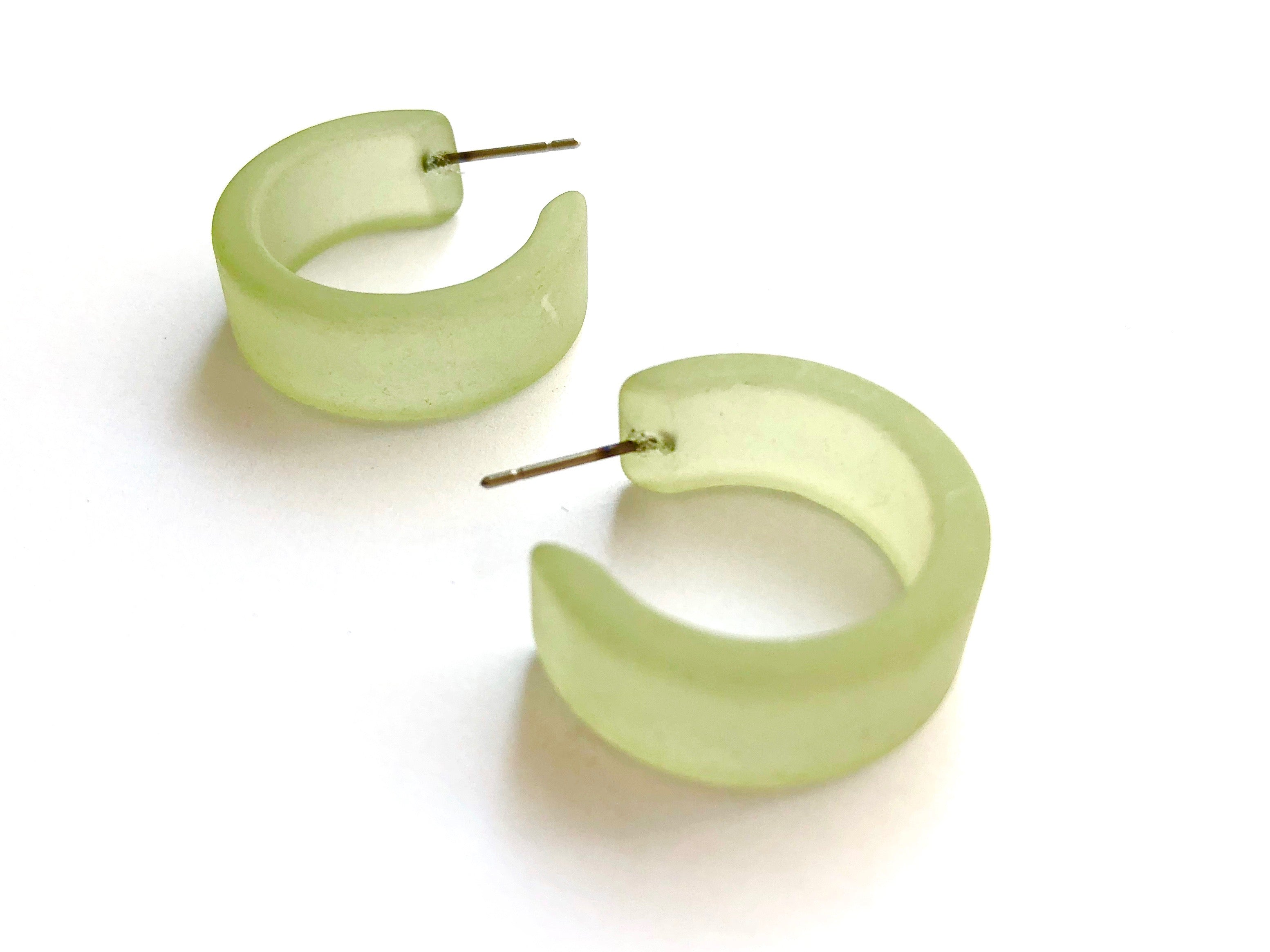 sage green frosted hoops