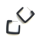 black geometric hoop earrings