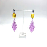 blue amber purple earrings