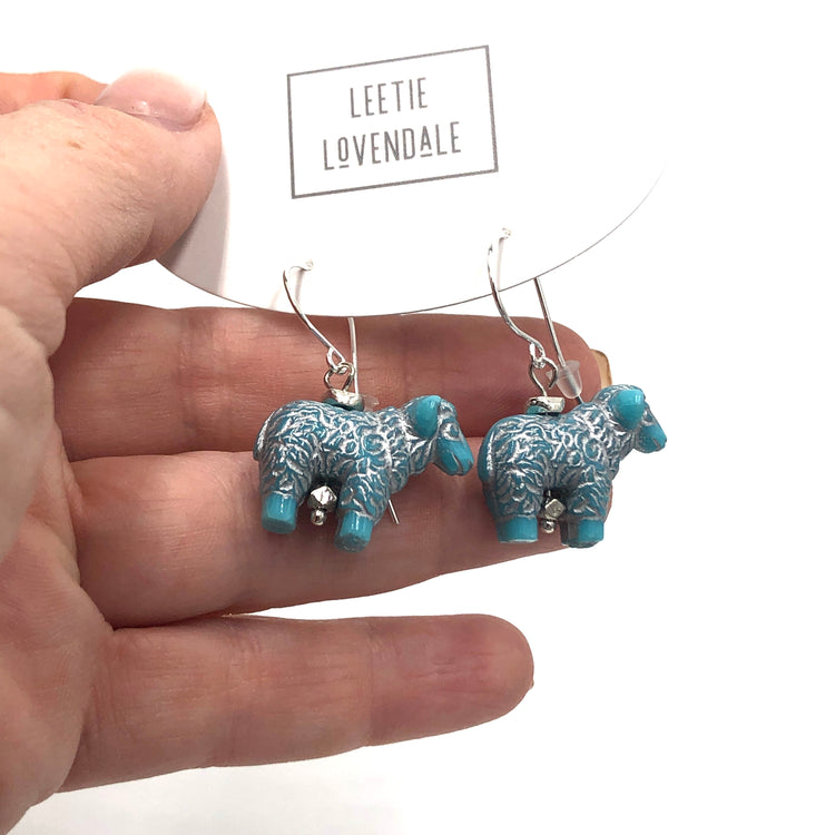 turquoise sheep earrings